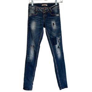 DSQUARED Denim Blue Distressed Skinny Low Rise Jeans Size 25